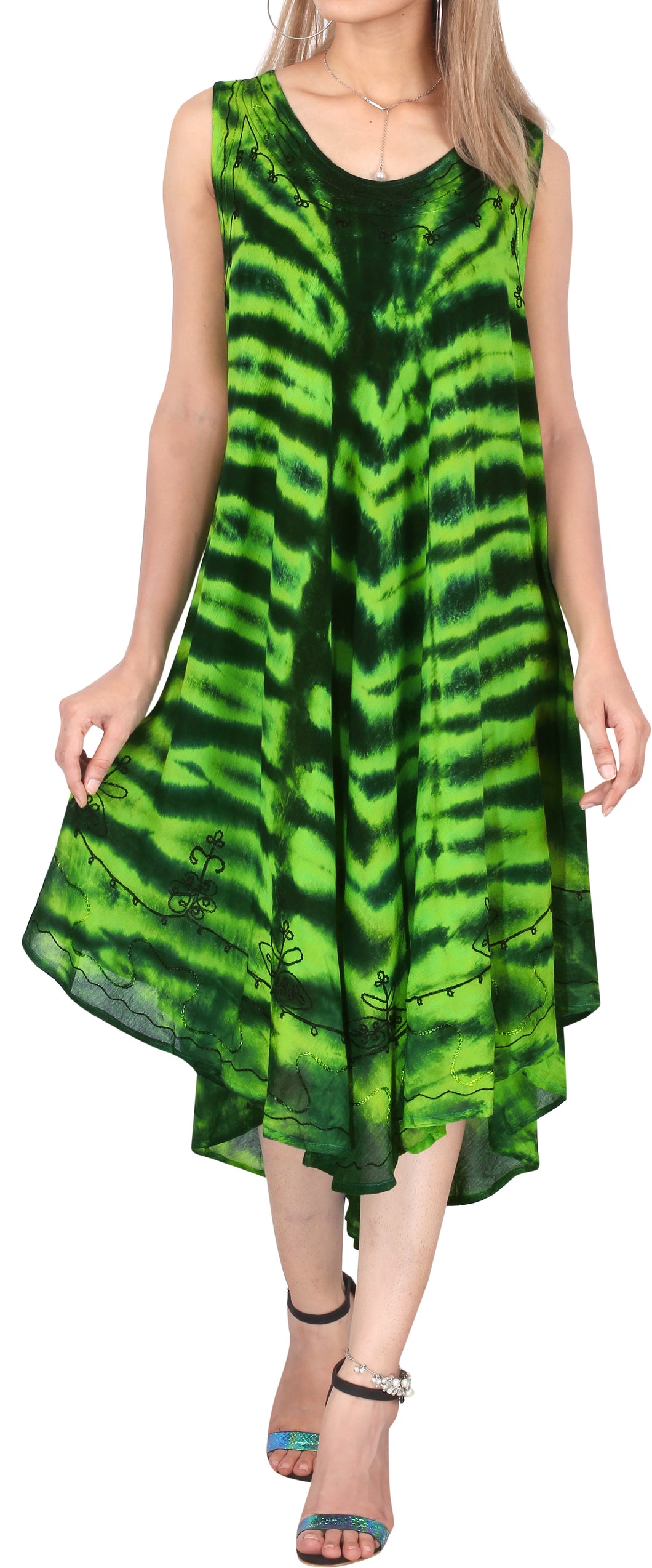 LA LEELA Women's Beach Dress Caftan Sun Dresses for Women US 14-20W Green_Q214