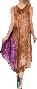 LA LEELA Floral Casual Caftan Dress for Women Brown_Y860 US Size 14 - 20W