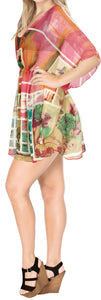 LA LEELA Women's Caftan Swimsuit Cover Ups Dress for Swimwear US 8-16W Pink_M135
