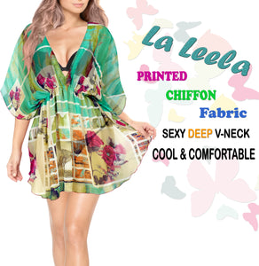 LA LEELA Women's Casual Swimsuit Cover Up Loose Dress US 8-16W Sea Green_M173