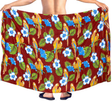 Load image into Gallery viewer, LA LEELA Men&#39;s Sarong Swimwear Cover Up Summer Beach Wrap 78&quot;X42&quot; Maroon Z260 911583