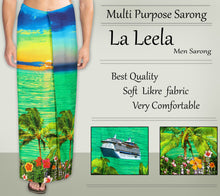 Load image into Gallery viewer, LA LEELA Men&#39;s Beach Cover Up LAVA LAVA Sarong Swimsuit Wrap 72&quot;x42&quot; Refreshing Green  O246 911585