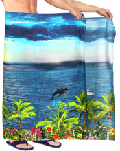 Load image into Gallery viewer, HAPPY BAY Men&#39;s Beach Wrap Sarong Cover Ups Swimsuit Tie 78&quot;X42&quot; Navy Blue Z226 911586