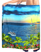 Load image into Gallery viewer, HAPPY BAY Men&#39;s Beach Wrap Sarong Cover Ups Swimsuit Tie 78&quot;X42&quot; Navy Blue Z226 911586