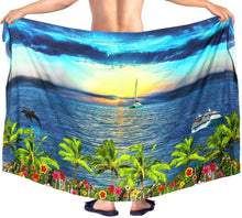 Load image into Gallery viewer, HAPPY BAY Men&#39;s Beach Wrap Sarong Cover Ups Swimsuit Tie 78&quot;X42&quot; Navy Blue Z226 911586