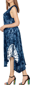 LA LEELA Women Floral Plus size Caftan Dress Hand Tie Dye Navy Blue_Y867 US Size