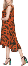 Load image into Gallery viewer, LA LEELA Floral Caftan Beach Dress Cover up for Women Orange_Y870 US Size 14 - 2