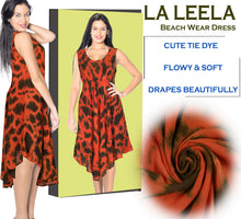 Load image into Gallery viewer, LA LEELA Floral Caftan Beach Dress Cover up for Women Orange_Y870 US Size 14 - 2