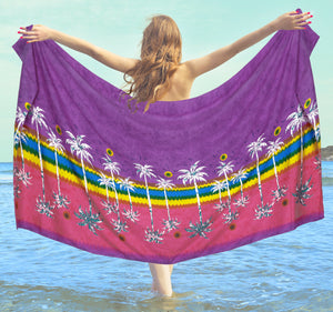 La Leela Women's Hawaiian Bikini Beach Wrap Sheer Sarong Swimming Bathing suit Beachwear Swim Dress Pareo Cover up Long 78"X42"  Purple 911614