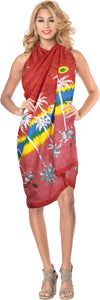 La Leela Women's Hawaiian Bikini Beach Wrap Sheer Sarong Swimming Bathing suit Beachwear Swim Dress Pareo Cover up Long 78"X42"  Red 911615