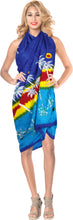 Cargar imagen en el visor de la galería, La Leela Women&#39;s Hawaiian Bikini Beach Wrap Sheer Sarong Swimming Bathing suit Beachwear Swim Dress Pareo Cover up Long 78&quot;X42&quot;  Blue 911616
