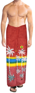 LA LEELA Men's Boho Sarong Swimwear Cover Ups Beachwear Wrap 78"X42" Red Z254 911617