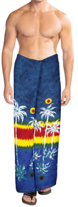 LA LEELA Men Plus Size Sarong Swimsuit Cover Up Beach Wear One Size N_Blue_Z256