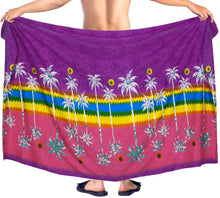 Load image into Gallery viewer, LA LEELA Men Beach Wear LAVA LAVA Wrap Lungi Sarong Cover Up 78"X42" Violet Purple Z257 911620
