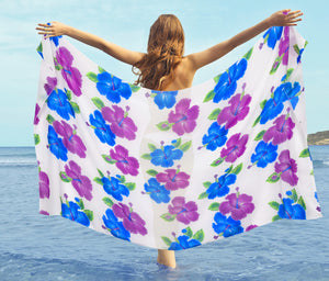 La Leela Women's Hawaiian Bikini Beach Wrap Sheer Sarong Swimming Bathing suit Beachwear Swim Dress Pareo Cover up Long 78"X42"  White 911631