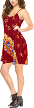 Load image into Gallery viewer, LA LEELA-Women&#39;- Beach-Dress-Summer-Swing-Dress-Halloween-Costume-Pairates-printed-Blood Red_Y897