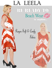 Load image into Gallery viewer, LA LEELA Floral Caftan Beach Dress Cover up for Women Orange_Y890 US Size 14 - 2