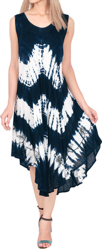 LA LEELA Floral Casual Caftan Dress for Women Navy Blue_Y892 US Size 14 - 20W