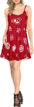 Load image into Gallery viewer, La Leela Halloween Women&#39;s Sundress Scary Cute Cross Skull Print Red