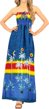 Load image into Gallery viewer, LA LEELA Long Maxi Hawaiian Palm Tree Print Tube Dress For Women Halter Neck Beach Vacation Outfit Ladies Casual Beachwear