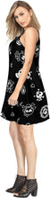 Load image into Gallery viewer, La Leela Halloween Women&#39;s Sundress Scary Cute Cross Skull Print Black
