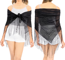 Load image into Gallery viewer, La Leela Women&#39;s Hawaiian Bikini Beach Wrap Sheer Sarong Swimming Bathing suit Beachwear Swim Dress Pareo Cover up Long 78&quot;X42&quot;  Black 912103