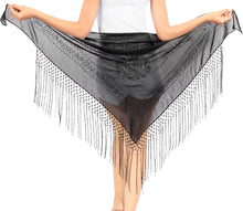 Load image into Gallery viewer, La Leela Women&#39;s Hawaiian Bikini Beach Wrap Sheer Sarong Swimming Bathing suit Beachwear Swim Dress Pareo Cover up Long 78&quot;X42&quot;  Black 912103