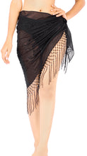 Load image into Gallery viewer, la-leela-womens-hawaiian-bikini-beach-wrap-sheer-sarong-swimming-bathing-suit-beachwear-swim-dress-pareo-cover-up-long-78x42--black-912104