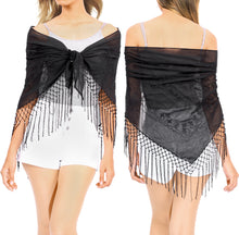 Load image into Gallery viewer, La Leela Women&#39;s Hawaiian Bikini Beach Wrap Sheer Sarong Swimming Bathing suit Beachwear Swim Dress Pareo Cover up Long 78&quot;X42&quot;  Black 912104