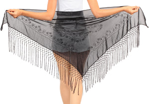 La Leela Women's Hawaiian Bikini Beach Wrap Sheer Sarong Swimming Bathing suit Beachwear Swim Dress Pareo Cover up Long 78"X42"  Black 912104