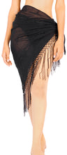 Cargar imagen en el visor de la galería, La Leela Women&#39;s Hawaiian Bikini Beach Wrap Sheer Sarong Swimming Bathing suit Beachwear Swim Dress Pareo Cover up Long 78&quot;X42&quot;  Black 912105