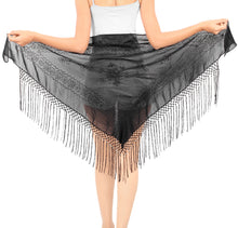 Load image into Gallery viewer, La Leela Women&#39;s Hawaiian Bikini Beach Wrap Sheer Sarong Swimming Bathing suit Beachwear Swim Dress Pareo Cover up Long 78&quot;X42&quot;  Black 912110
