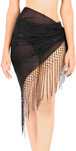 Load image into Gallery viewer, la-leela-womens-hawaiian-bikini-beach-wrap-sheer-sarong-swimming-bathing-suit-beachwear-swim-dress-pareo-cover-up-long-78x42--black-912112