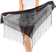 Load image into Gallery viewer, La Leela Women&#39;s Hawaiian Bikini Beach Wrap Sheer Sarong Swimming Bathing suit Beachwear Swim Dress Pareo Cover up Long 78&quot;X42&quot;  Black 912112