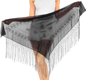 La Leela Women's Hawaiian Bikini Beach Wrap Sheer Sarong Swimming Bathing suit Beachwear Swim Dress Pareo Cover up Long 78"X42"  Black 912112