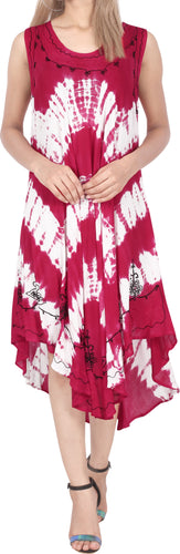 LA LEELA Women Summer Loose Beach Swing Dress For Teen Girls US 14-20W Pink_Q710