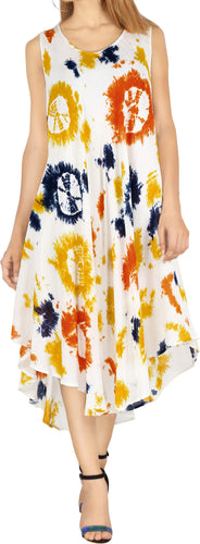 LA LEELA Women's Beach Dress Summer Casual T Shirt Dress US 14-20W Mustard_Q713