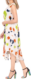 LA LEELA Womens Beach Dress Casual Loose Swing Sundress US 14-20W Navy Blue_Q892