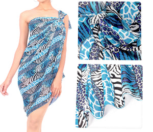 La Leela Women's Hawaiian Bikini Beach Wrap Sheer Sarong Swimming Bathing suit Beachwear Swim Dress Pareo Cover up Long 78"X42"  Blue 912132