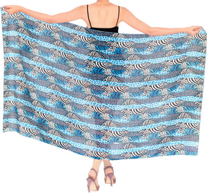 La Leela Women's Hawaiian Bikini Beach Wrap Sheer Sarong Swimming Bathing suit Beachwear Swim Dress Pareo Cover up Long 78"X42"  Blue 912132