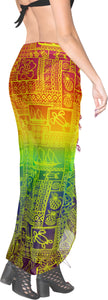 La Leela Women's Hawaiian Bikini Beach Wrap Sheer Sarong Swimming Bathing suit Beachwear Swim Dress Pareo Cover up Long 78"X42"  Orange 912137
