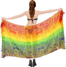 Load image into Gallery viewer, La Leela Women&#39;s Hawaiian Bikini Beach Wrap Sheer Sarong Swimming Bathing suit Beachwear Swim Dress Pareo Cover up Long 78&quot;X42&quot;  Orange 912137