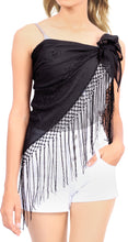 Load image into Gallery viewer, La Leela Women&#39;s Hawaiian Bikini Beach Wrap Sheer Sarong Swimming Bathing suit Beachwear Swim Dress Pareo Cover up Long 78&quot;X42&quot;  Black 912189