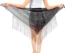 Load image into Gallery viewer, La Leela Women&#39;s Hawaiian Bikini Beach Wrap Sheer Sarong Swimming Bathing suit Beachwear Swim Dress Pareo Cover up Long 78&quot;X42&quot;  Black 912189