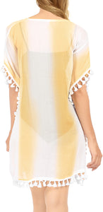 LA LEELA Women Caftan Bikini Swimwear Cover Up Dress US 0-8 [XS- M] White_S365
