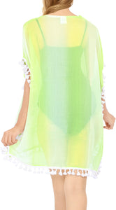 LA LEELA Women Kaftan Swimsuit Cover Ups Dress for Swimwear US 0-8 White_T458