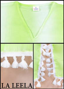 LA LEELA Women Kaftan Swimsuit Cover Ups Dress for Swimwear US 0-8 White_T458