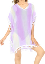 Cargar imagen en el visor de la galería, LA LEELA Women Caftan Swimsuit Cover Ups Dress for Swimwear US 0-8 White_T718