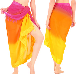 La Leela Women's Hawaiian Bikini Beach Wrap Sheer Sarong Swimming Bathing suit Beachwear Swim Dress Pareo Cover up Long 78"X42"  Orange 912368