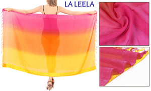 La Leela Women's Hawaiian Bikini Beach Wrap Sheer Sarong Swimming Bathing suit Beachwear Swim Dress Pareo Cover up Long 78"X42"  Orange 912368